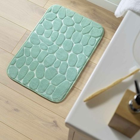 Tapis de bain 50 x 80 cm microfibre unie relief ricochet Tilleul