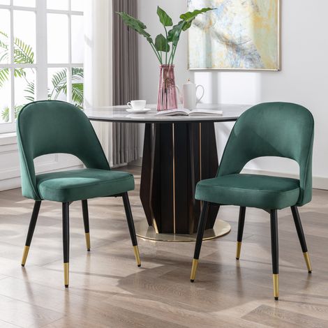 Wahson Set di 2 da Pranzo in Velluto, Stile moderno, comoda da sedersi con gambe in metallo per la cucina pranzo e il soggiorno, Verde
