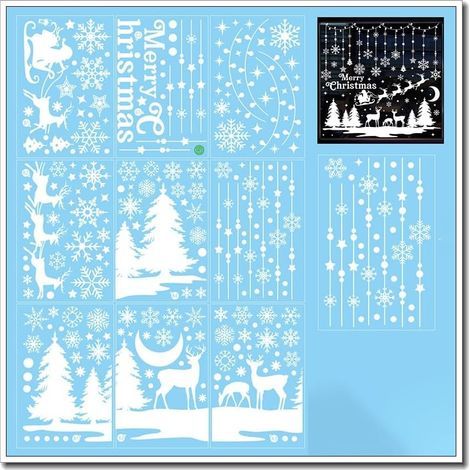 autocollants pour fenêtre de Noël Décoration de Noël En PVC Décoration de Noël Double face (1/5)