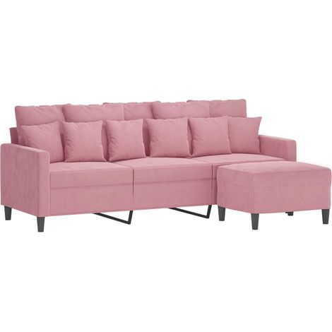 Vidaxl – Canapé droit 3 places velours rose 180 cm – Repose-pieds confortable – Structure robuste en contreplaqué et métal – Design moderne (1/5)