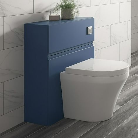 Vasari Silk Blue 600mm Concealed Cistern Toilet Unit WC Bathroom Modern MDF