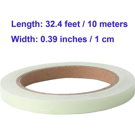 LaBlanc - Nastro autoadesivo fluorescente 10 m x 1 cm, nastro fosforescente, nastro di sicurezza fosforescente verde brillante, rimovibile, impermeabile, fotoluminescente (1/5)