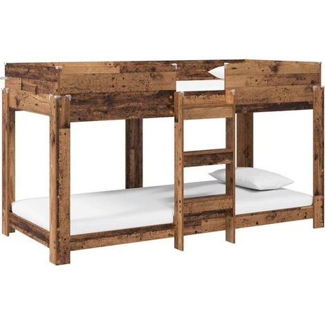 Lit superposé pour enfant, finition bois antique, 100 x 200 cm (1/5)