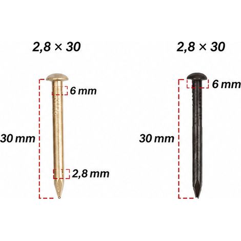Clous décoratifs en laiton à tête ronde 2,8 × 30 mm, 30 pièces, couleur laiton 2.8 30mm 30 3 × 3 × 0,28 cm 53 g – Livraison gratuite
