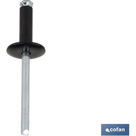 Pack de 250 rivets fleur tête large 4,8 x 20 mm noir