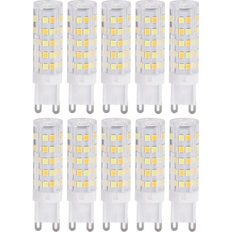 Pack of 10 dimmable G9 220V ceramic LED bulbs, replacing halogen bulbs for chandeliers. (1/5)