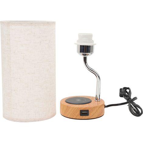 Ortviai Lampe de table LED dimmable avec chargeur sans fil intégré et port USB, design moderne en ABS pour chambre, bureau ou salon (1/5)