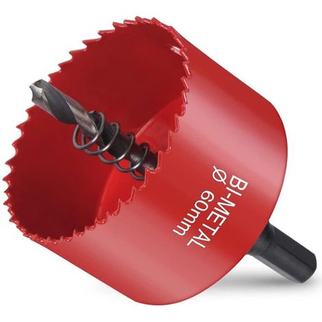 Bimetall-Lochsäge, 60-mm-Holzlochsäge, Lochsäge mit Sechskantadapter und Zentrierbohrer, zum Bohren von Kunststoff, PVC, Holz, Faserplatten und Metall (1/4)