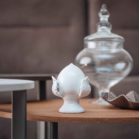 PUMO BIANCO Salentino Chiuso NEW decorazione in ceramica tipica pugliese Grande H 16 cm (1/4)