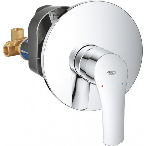 Mitigeur de douche encastré monocommande chrome – Installation murale – Cartouche GROHE SilkMove 46 mm – Débit réglable inclus (1/4)