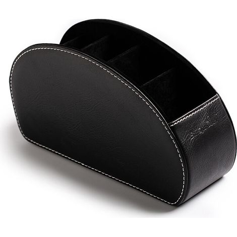 Organisateur en Similicuir pour Télécommandes avec 5 Compartiments, Boîte de Rangement pour Bureau et Salon (1/5)