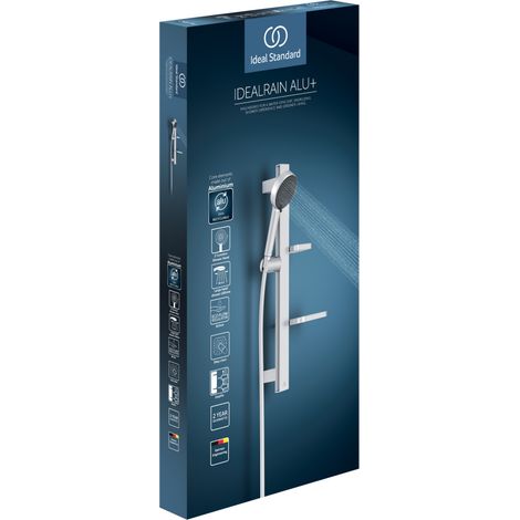 Ideal Standard ALU+ - Conjunto de ducha, flexo y barra, 2 chorros, plata BD586SI (1/2)