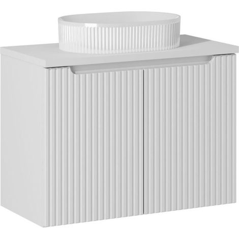Ensemble Meuble Salle de Bain 2 portes + Vasque + Plateau Blanc L 80 x P 40 x H 59,5 cm - Astral Blanc - Livraison gratuite