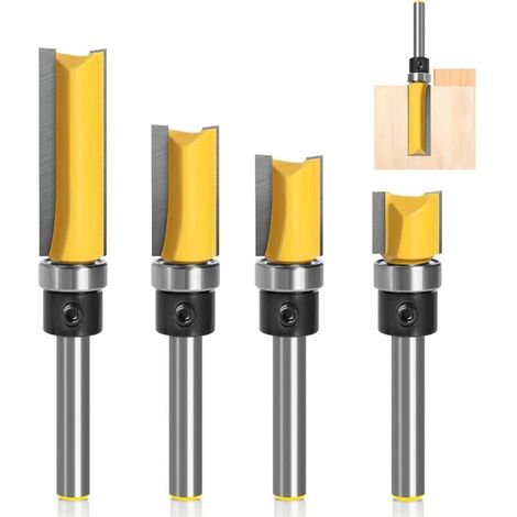 Set di 4 frese con gambo da 6,35 mm per cuscinetto inferiore – Utensile di fresatura professionale per la lavorazione del legno