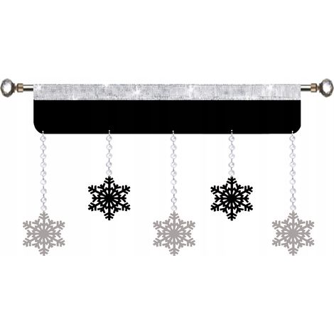 Weihnachtliche Gardinenblende mit glamourösen Schneeflocken - Weihnachten Winter 90 cz-sz