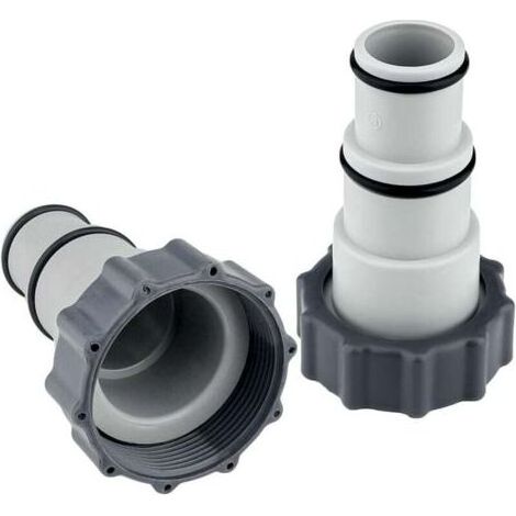 Adaptateur pour tuyau de piscine (2 pièces) – Compatible avec les tuyaux de 32 à 38 mm, pour pompes de piscine, avec filetage et joint d’étanchéité (1/4)