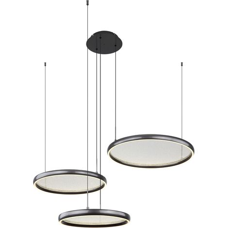 Plafonnier suspendu noir mat 3 LED à intensité variable 2700-6000 K avec télécommande