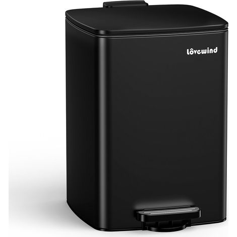 Lovewind – Poubelle à pédale cuisine inox 20L noir, fermeture silencieuse, couvercle hermétique, seau intérieur amovible (1/5)