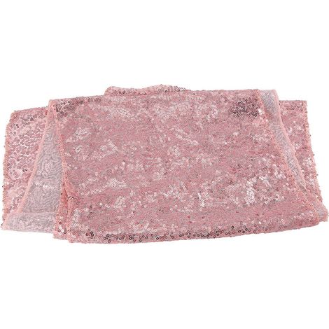 Chemin de table à paillettes or rose scintillantes 30 x 180 cm pour mariage, anniversaire, gâteau d'anniversaire (1/5)