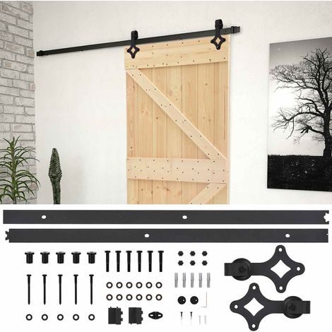 Puerta Corredera Natural y negro 80 x 210 cm vidaXL