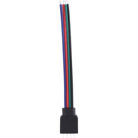 Lot de 20 câbles connecteurs 4 broches pour bandeau LED RGB 5050/3528/3014 10 cm mâle (1/5)