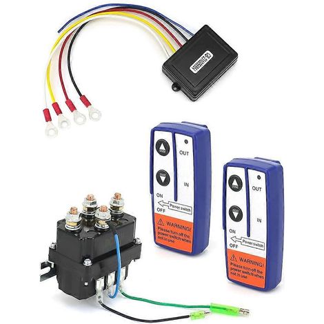 Kit de treuil sans fil avec télécommande – 12 V, 250 A, étanche, contacteur à relais magnétique + 2 télécommandes sans fil pour treuil – JBMEDIA (1/4)