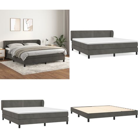 Boxspringbett mit Matratze Dunkelgrau 160x200 cm Samt - Samtbett - Boxspringbett - Doppelbett - Bettauflage - Matratze - Home & Living (1/5)