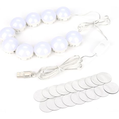 Kit Lumineux Pour Miroir De Maquillage - Bande LED Blanc Froid 7000 K - 16,5 Pieds - Réglable En 5 Niveaux - 10 Ampoules - 1 Pièce (1/5)