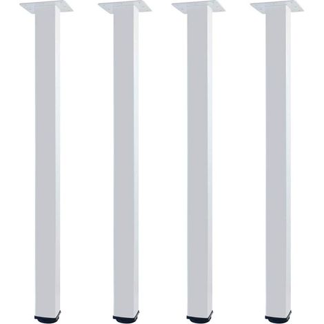 Lot de 4 Pieds de Meubles en métal réglables en Hauteur - Profil carré - 50 x 50 mm - Hauteur 70 cm - Pieds de Table pour Bureau DIY - Blanc (1/5)