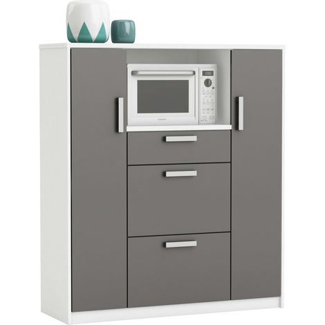 Meuble d'appoint de cuisine pour micro-ondes Flavor Color Blanc et Gris 116x132 cm