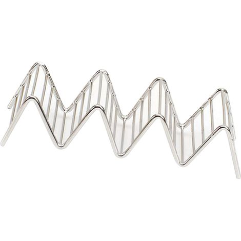 Support à tacos en acier inoxydable en forme de V, pour rouleaux de maïs, rouleaux de printemps, crêpes et autres aliments. 3 à 4 compartiments. Dimensions : 6,3 x 18,5 x 4,5 cm / 2,5 x 7,3 x 1,8 po. (1/5)