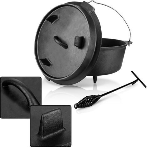 SWANEW Pentola da forno olandese in ghisa con gambe 8-14 persone Set da forno olandese professionale in ghisa 9qt (1/5)