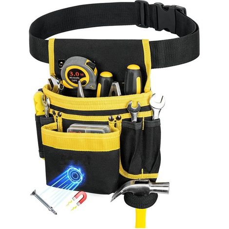 Ceinture Outils,Ceinture porte Outils mit 13 poches,Amovible et Réglable Sac à Outils Magnétique,Ceinture à Outils Rembourrée Robuste pour Hommes,pour électriciens,Charpentiers,Ouvriers du bâtiment (1/5)