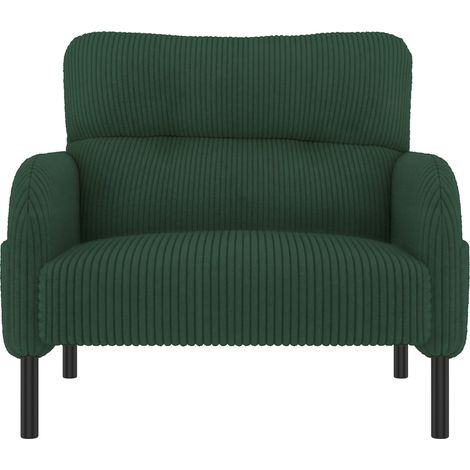 Fauteuil en velours côtelé avec accoudoirs et poches latérales, structure métallique, confortable pour salon, chambre et bureau (1/5)