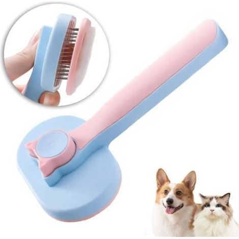 (Blau, Rosa) Tierbürste – Nicht spezifiziert – Selbstreinigend – Weiche Borsten – Blau/Rosa – Für Hunde und Katzen (1/4)