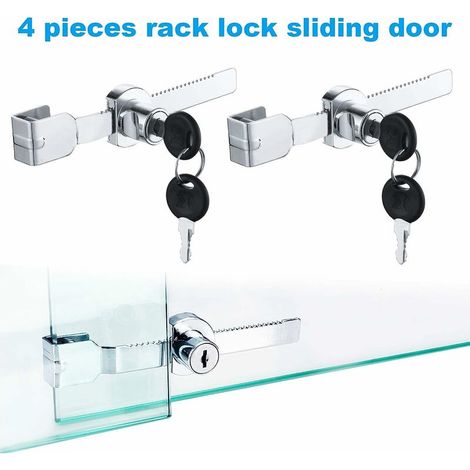 4 Stück Glasschiebetürschloss für Terrarienvitrinen, Glasschiebetürschlösser, Nockenschlösser, Briefkasten-Schubladenschrankschloss, Zinklegierung (mit 8 Schlüsseln) (1/5)
