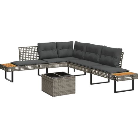 vidaXL 2 Piece Garden Sofa Set with Cushions Grey Poly Rattan and Glass (1/5)