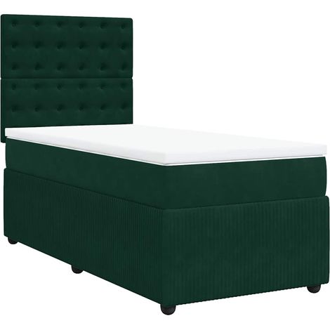 Maison Exclusive - Sommier à lattes de lit avec matelas Vert foncé 90x200 cm (1/5)