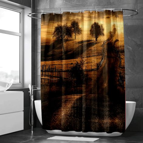 Rideau de douche nature printemps, motifs aquarelle, décoration élégante, tissu pratique - 90x180cm (1/5)