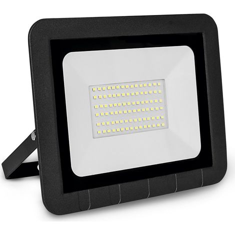 Projecteur LED plat Matel noir IP65 50W chaud