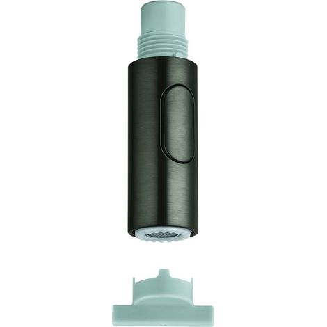 GROHE Spülbrause 48416, Laminarstrahl/Brausestrahl, automatische Rückstellung auf Laminarstrahl, SpeedClean Antikalk-System, inklusive Demontageschlüssel, hard graphite gebürstet, 48416AL0 (1/2)