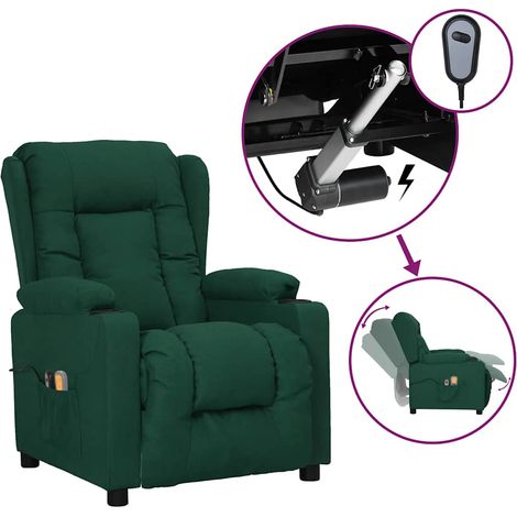 Elektrischer Massagesessel Dunkelgrün Stoff vidaXL (1/5)