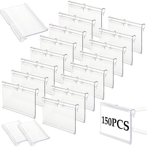150 PCS Porte Étiquettes en Plastique, Support d'Affichage de Prix, Supports d'Étiquettes pour Etagères Magasin Boulangerie Supermarché Plastique Affichage Prix Présentoir Détail (1/5)