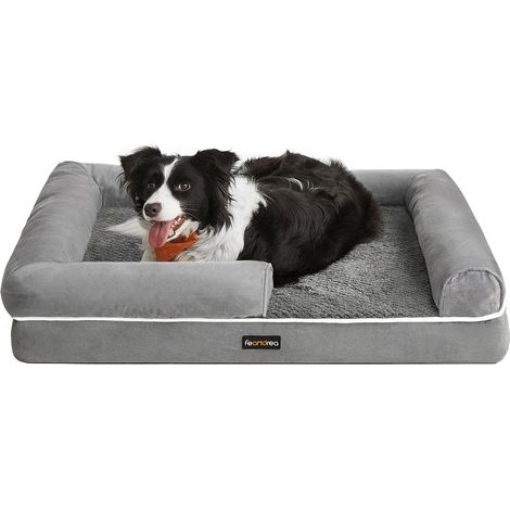 Cesta ortopédica para perros sofá cama para mascotas acolchado suave bordes elevados funda extraíble y lavable 91 x 71 x 25 cm antideslizante gris claro 120006852 (1/5)