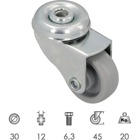 Inländisches Rad Ø 30 mm. Durchgangsloch Ø 6,3 mm.