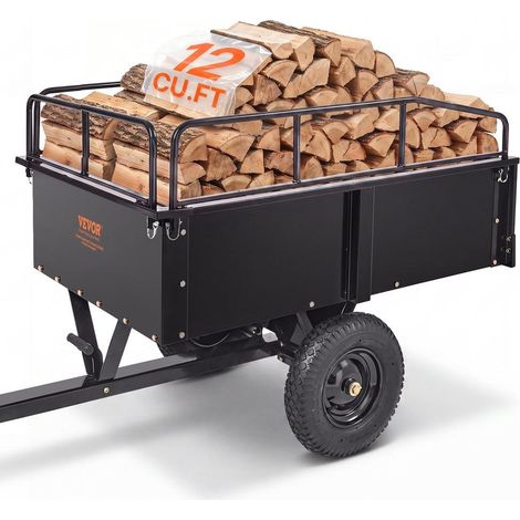 Tracteur, tondeuse à gazon et VTT - remorque utilitaire de jardin 0,4 m³, benne basculante, côtés amovibles (1/5)