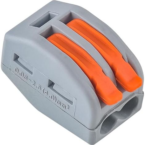 50 pièces Connecteurs à Levier 2 Ports, Bornier Électrique 0,2-4mm² pour Raccordement de Câbles, Accessoire d'Éclairage Domestique pour Éclairage LED et Circuits, Compact Sans Outil 450V 32A (1/5)