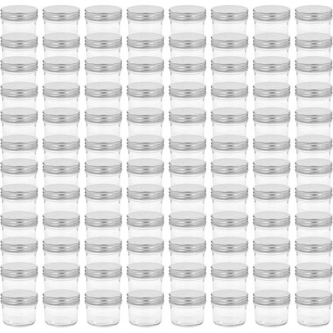 Pots à confiture en verre pour conserves avec couvercle argenté 110 ml Lot de 96 (1/5)