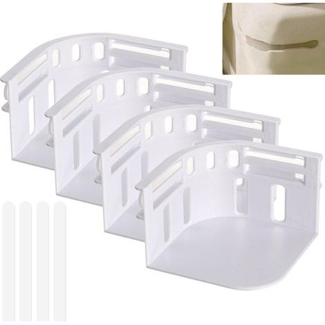 Lot de 4 tendeurs de drap de lit antidérapants avec bandes fixes pour toutes les tailles de matelas (blanc) (1/5)