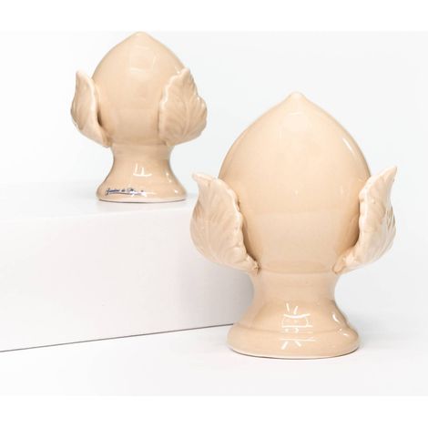 PUMO colorato CREMA Avorio Salentino Chiuso NEW decorazione in ceramica tipica pugliese Piccolo H 9 cm (1/4)
